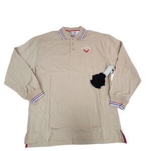 Vintage Artful Dodger Polo Shirt Mens XL Brown Graphic Skull Long Sleeve NWT